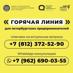 Запущена Горячая линия для предпринимателей Петербурга